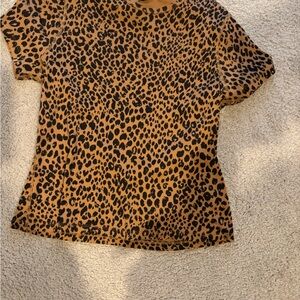 Universal Thread Brown Leopard Print Short Sleeve Top